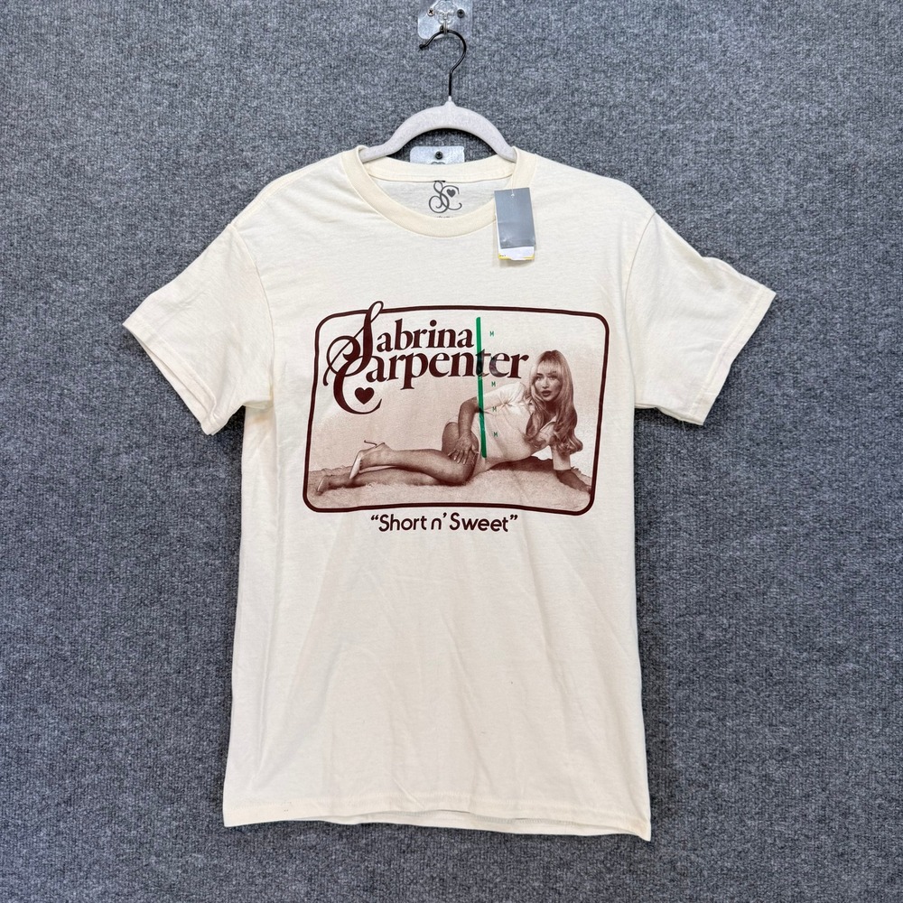 Sabrina Carpenter Tshirt Adult Medium Cream Short n Sweet Graphic Concert NEW